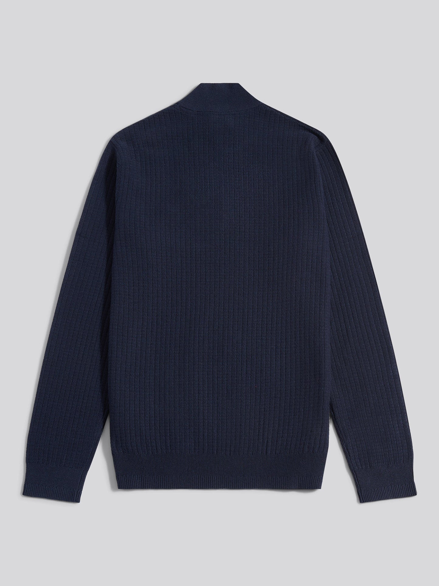 Mens Check Texture Knit Funnel in Dark Sapphire Navy
