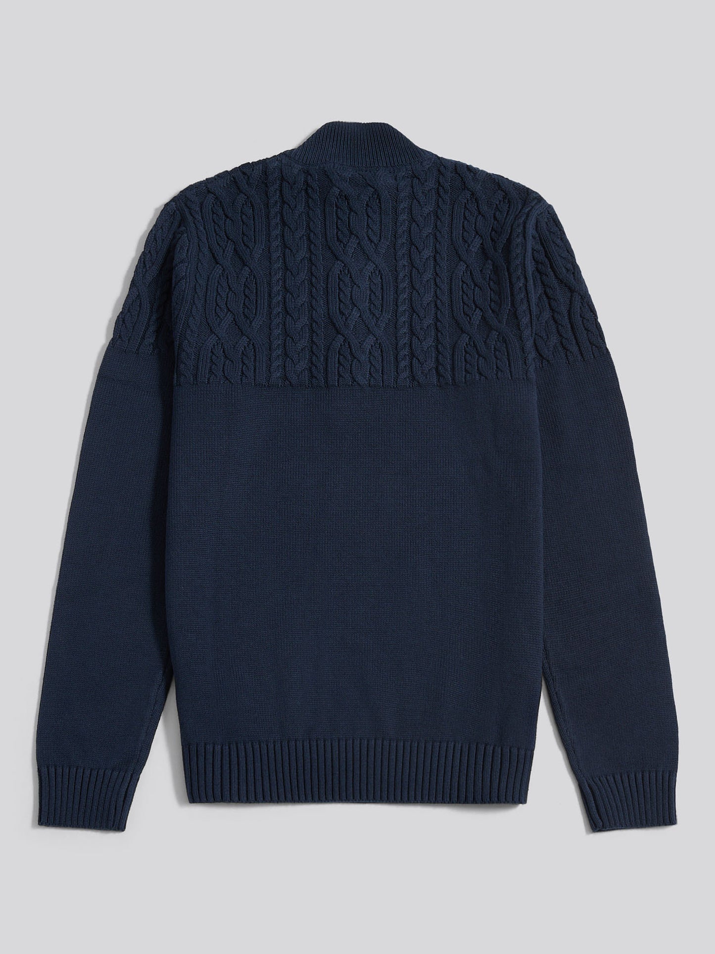 Mens Aran Mix Knit Funnel in Dark Sapphire Navy