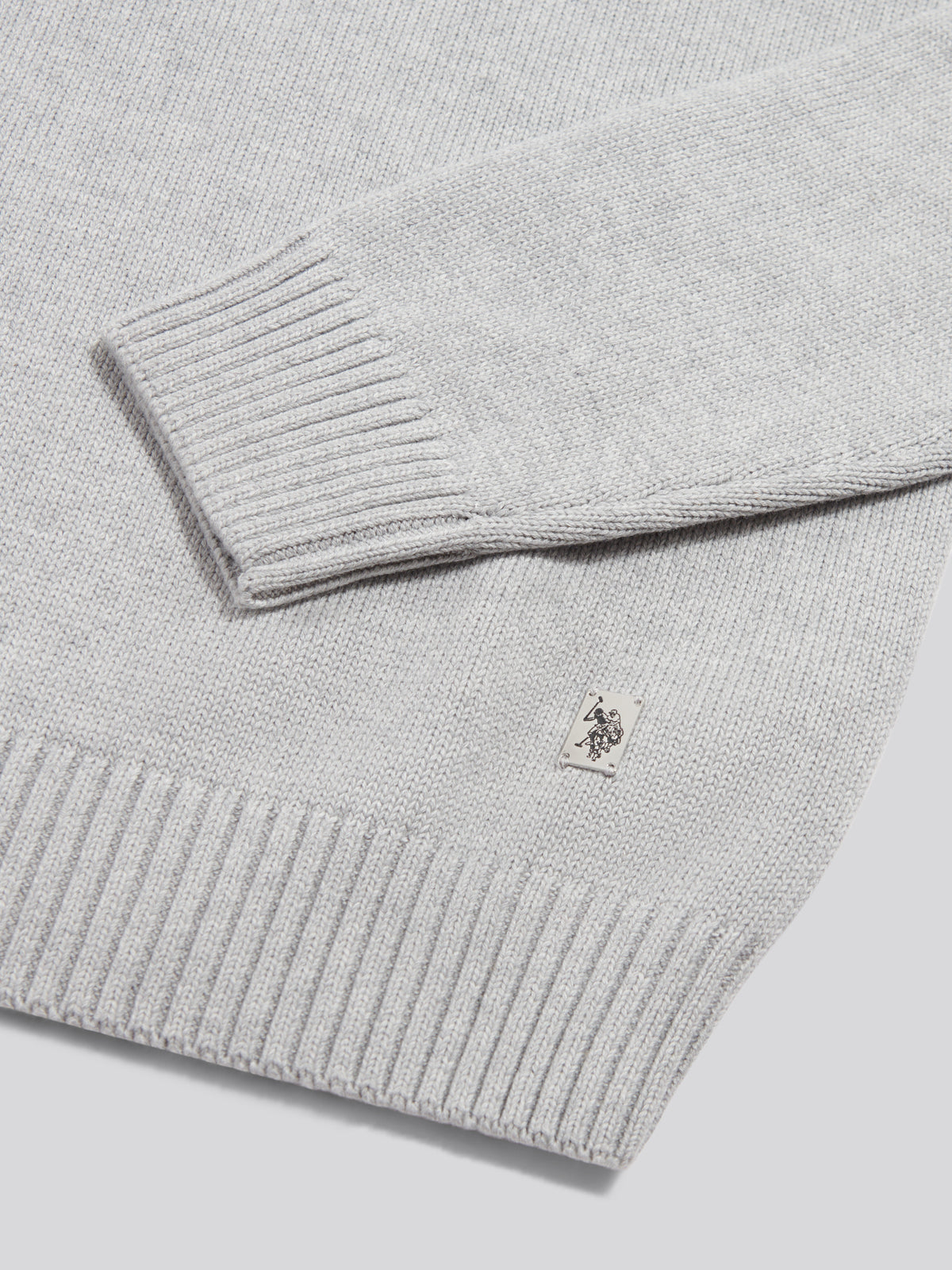 Mens Aran Mix Knit Funnel Mid Grey Marl