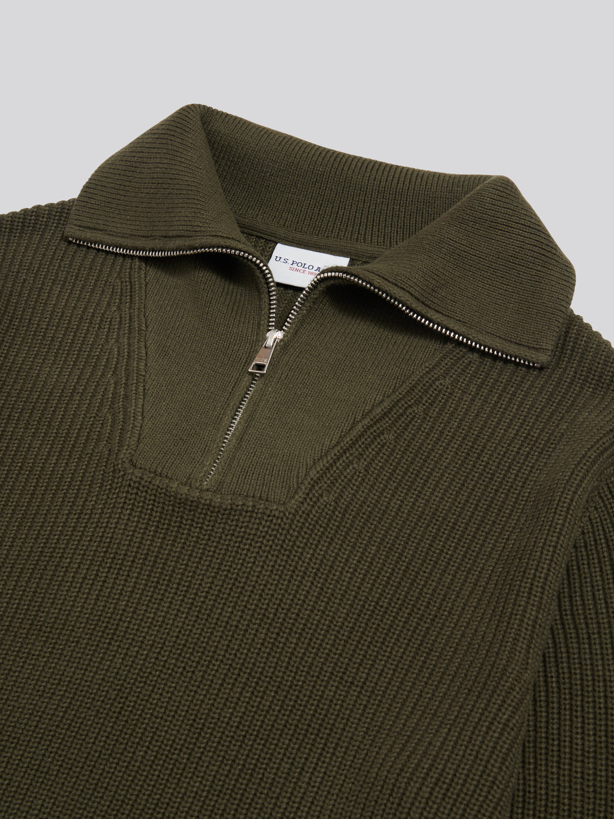 Mens Half Cardigan Stitch Knit Funnel Forest Night