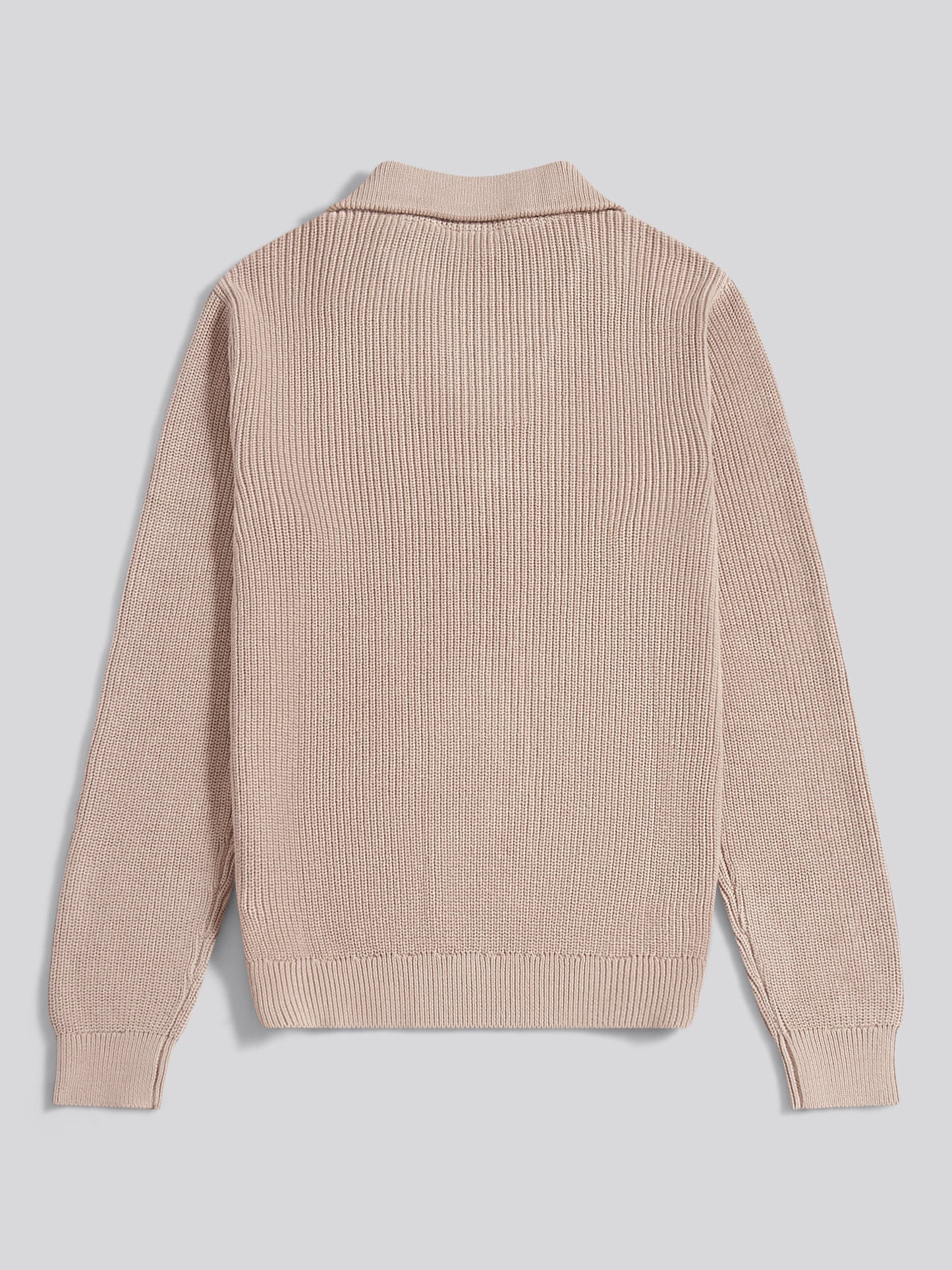 Mens Half Cardigan Stitch Knit Funnel in Atmosphere