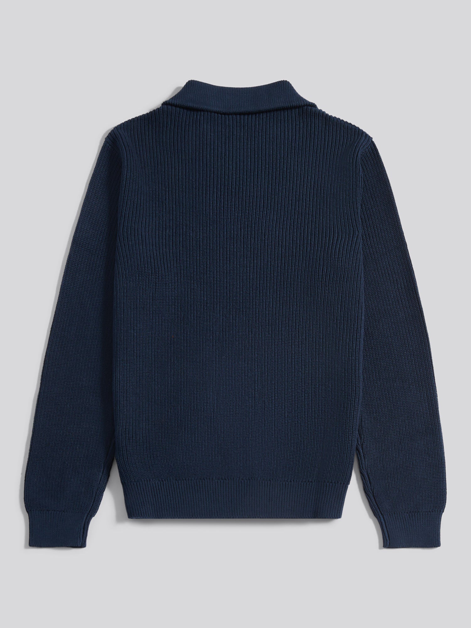 Mens Half Cardigan Stitch Knit Funnel in Dark Sapphire Navy – U.S.