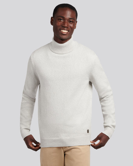 Mens Twisted Yarn Knit Roll Neck in High Rise
