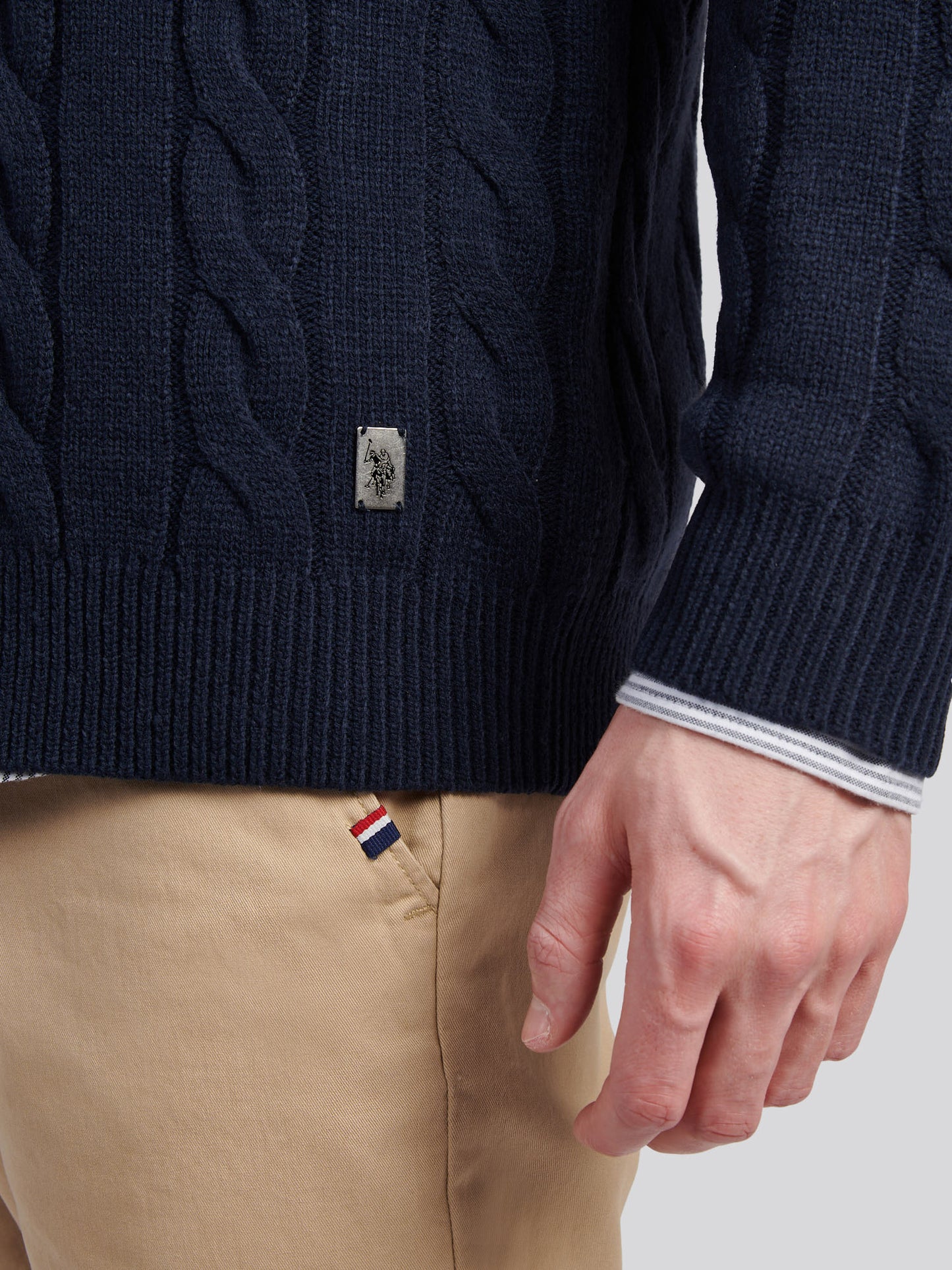 Mens Half Cardigan Stitch Knit Cardigan in Dark Sapphire Navy