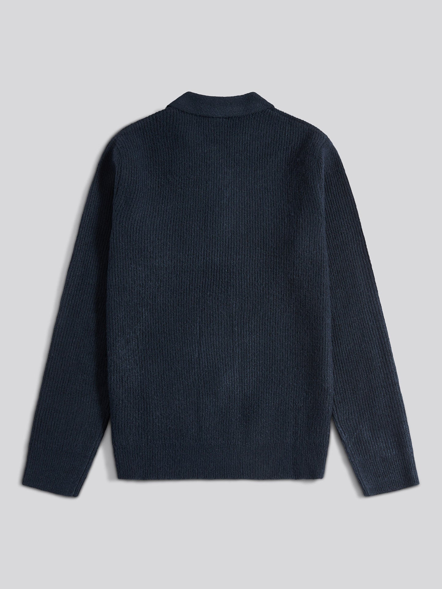 Mens Brushed Knit Long Sleeve Polo Shirt in Dark Sapphire Navy