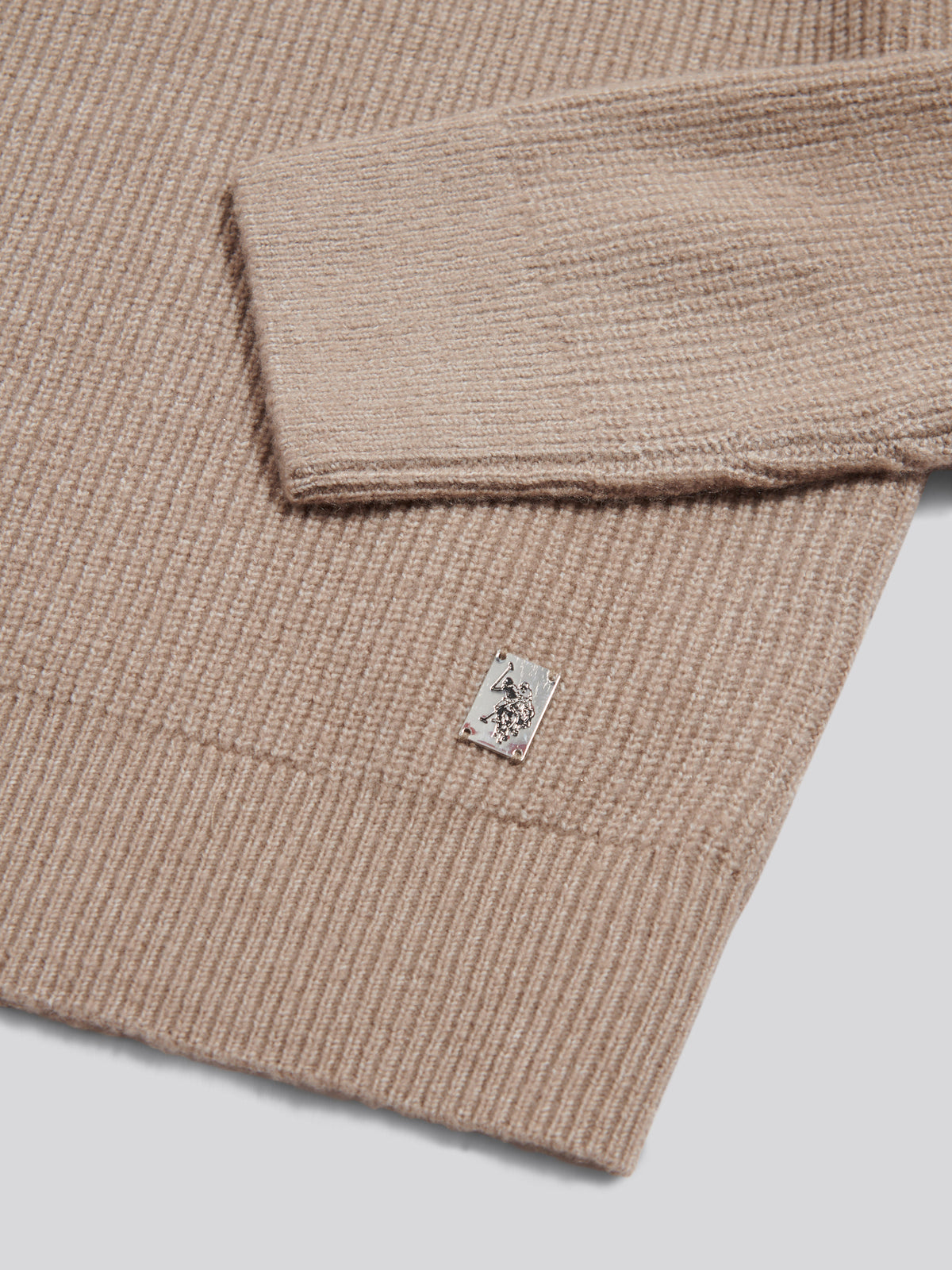Mens Brushed Knit Long Sleeve Polo Shirt Cinder Marl