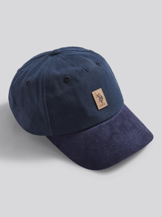 Mens Textured Corduroy Cap in Dark Sapphire Navy
