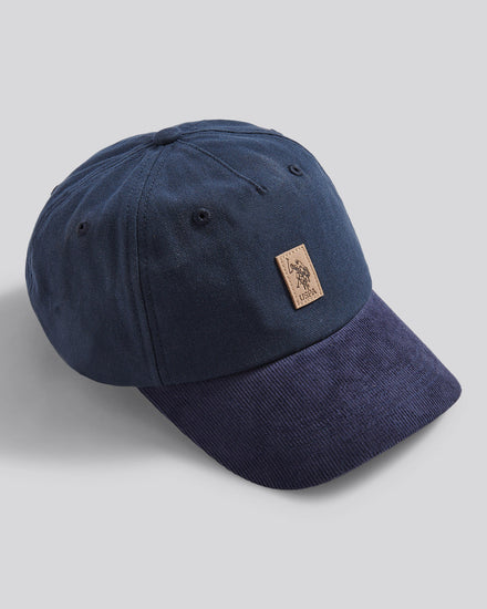 Mens Textured Corduroy Cap in Dark Sapphire Navy