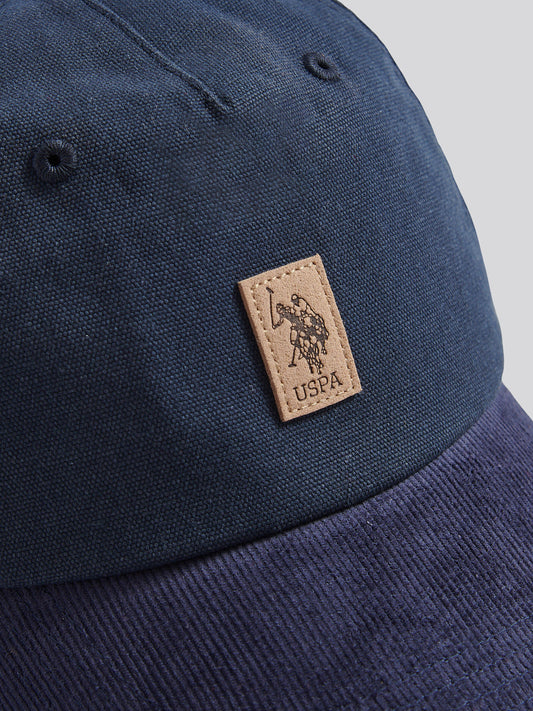 Mens Textured Corduroy Cap in Dark Sapphire Navy