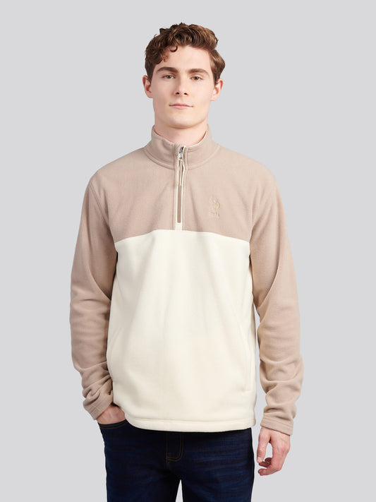 Mens Colour Block Micro Fleece Funnel in Atmosphere