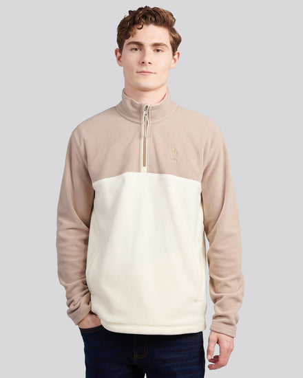 Mens Colour Block Micro Fleece Funnel in Atmosphere