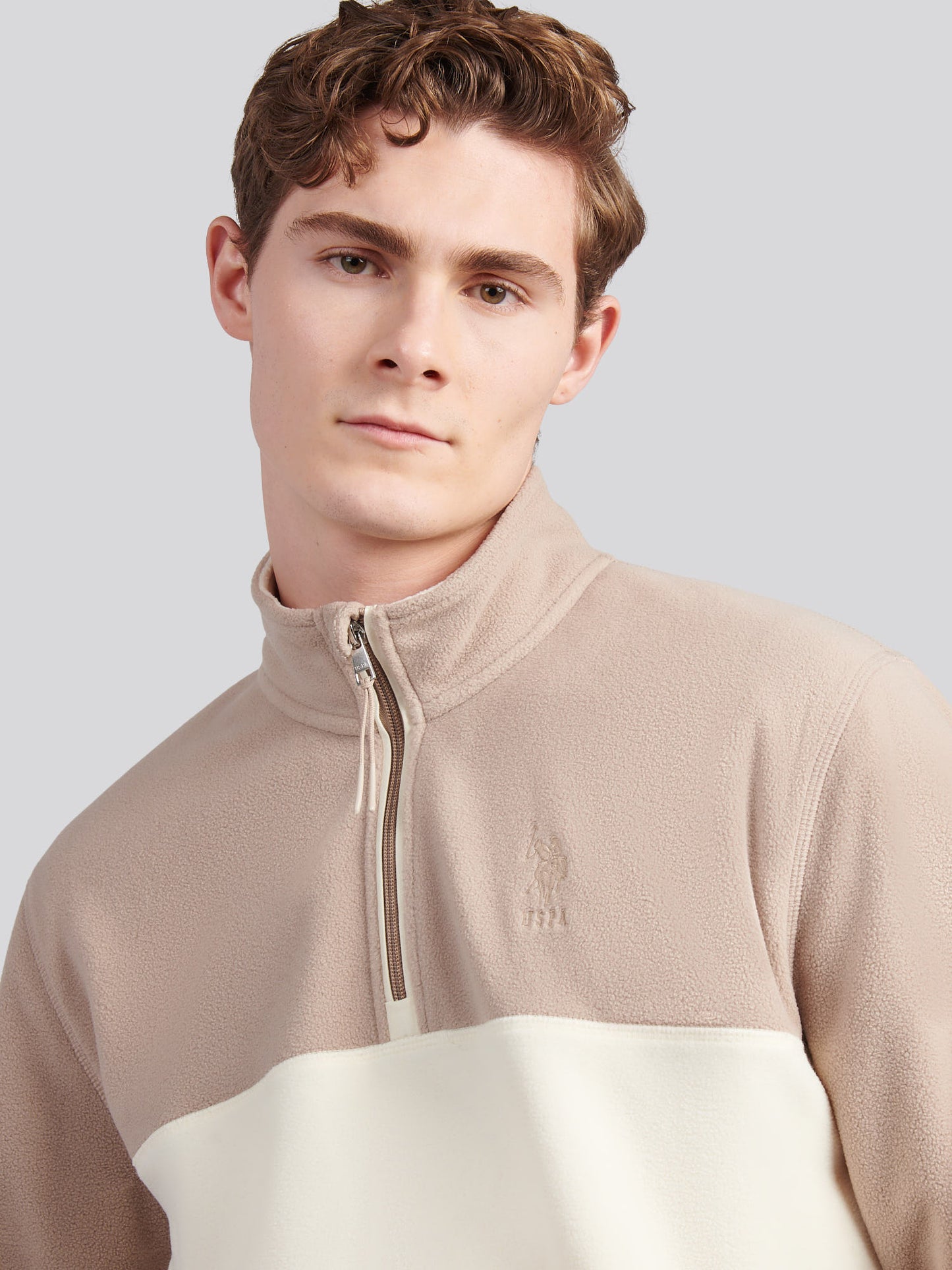 Mens Colour Block Micro Fleece Funnel in Atmosphere