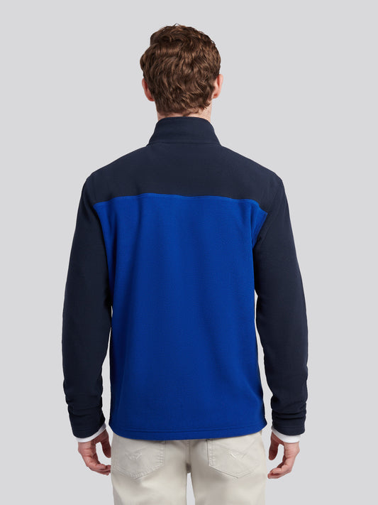 Mens Colour Block Micro Fleece Funnel in Dark Sapphire Navy