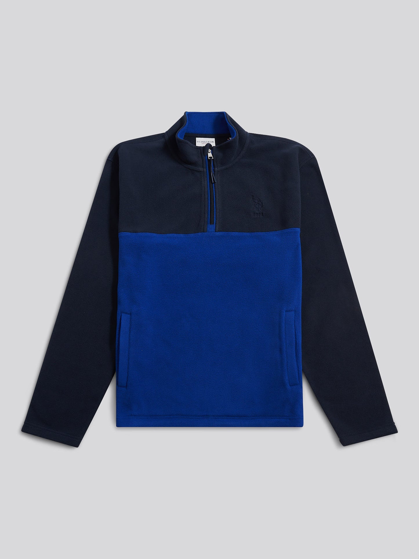 Mens Colour Block Micro Fleece Funnel in Dark Sapphire Navy