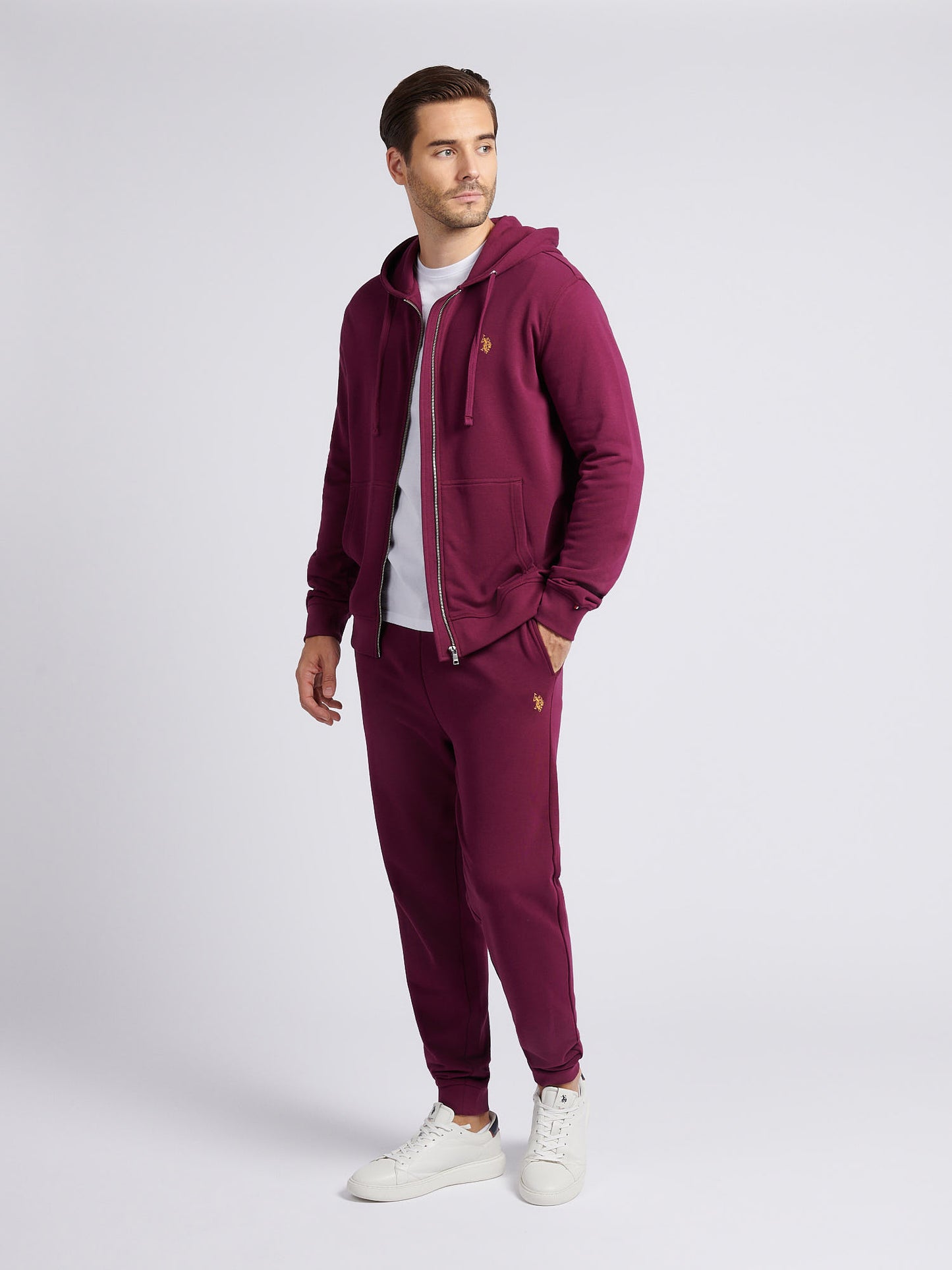 Mens Double Horsemen Loopback Jogger in Grape Wine
