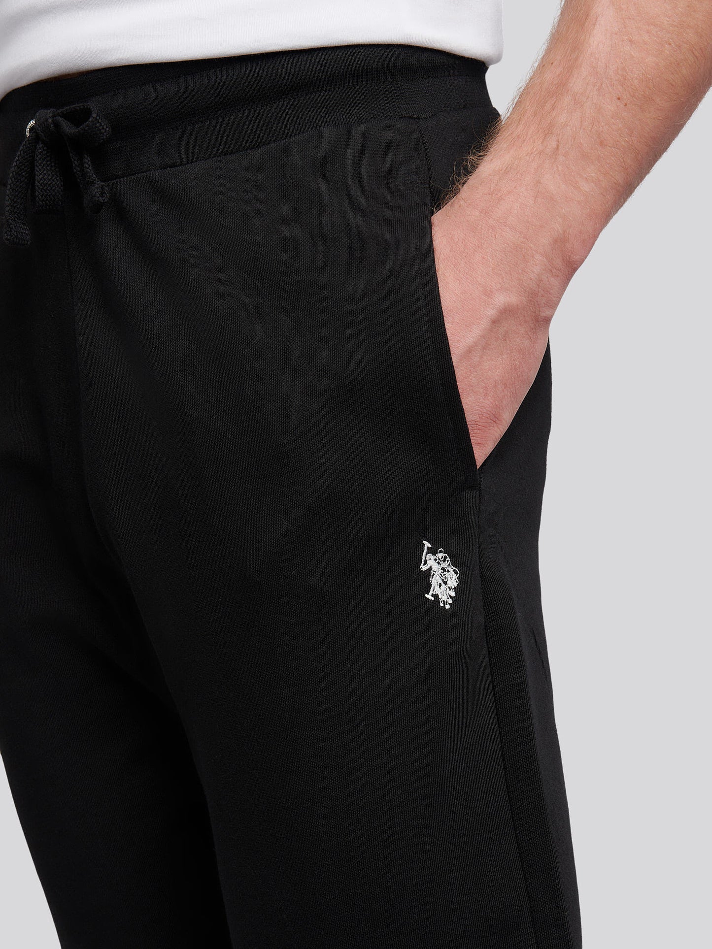 Mens Double Horsemen Loopback Jogger in Black Bright White DHM
