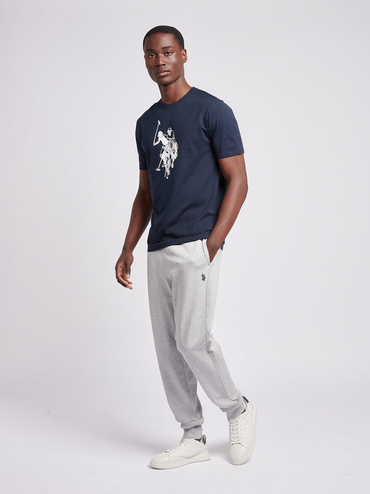 Mens Double Horsemen Loopback Jogger Mid Grey Marl