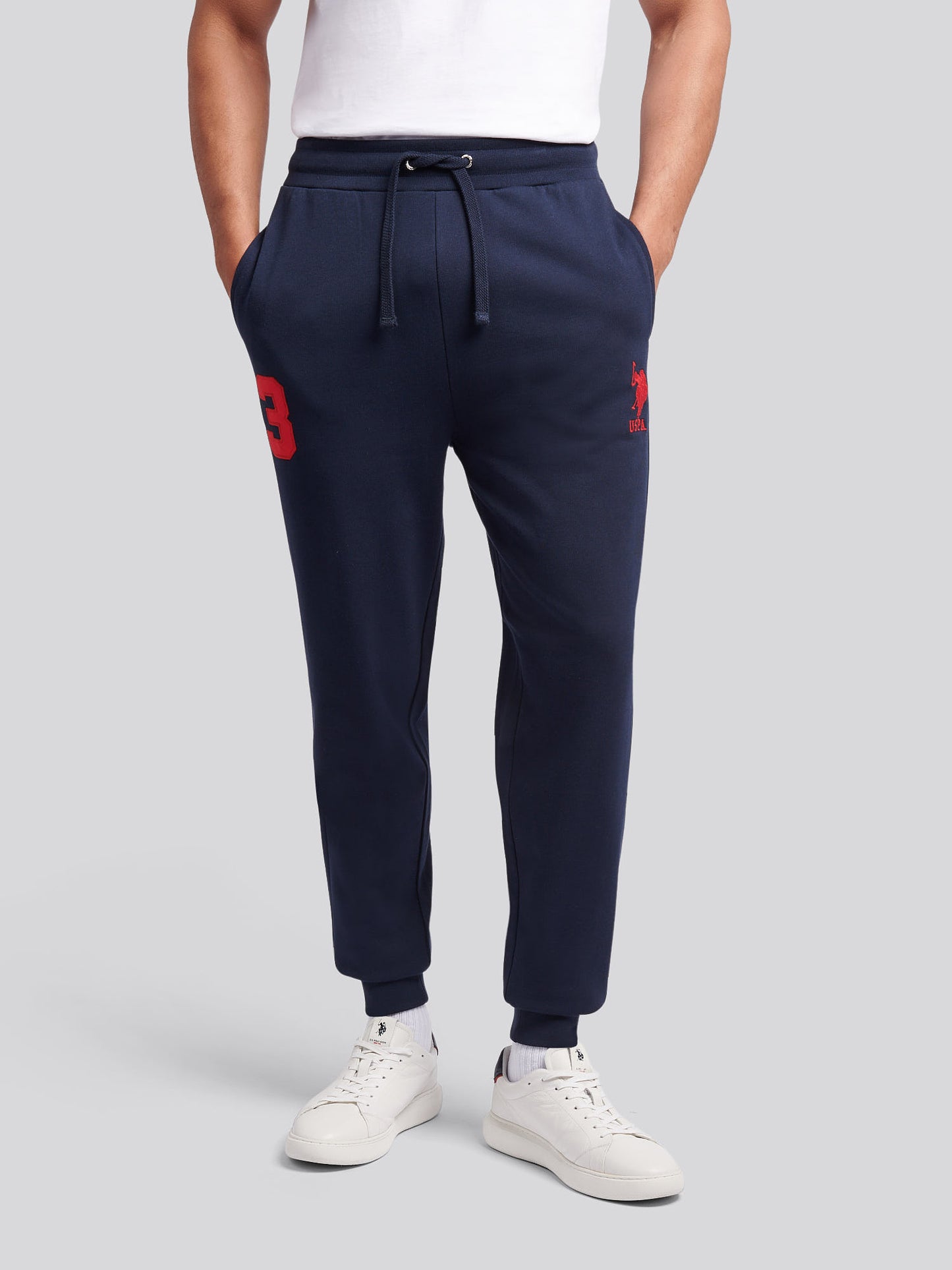 Mens Player 3 Loopback Jogger in Dark Sapphire Navy / Haute Red DHM