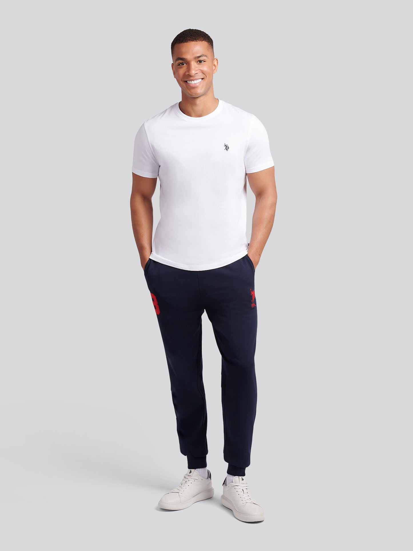 Mens Player 3 Loopback Jogger in Dark Sapphire Navy / Haute Red DHM