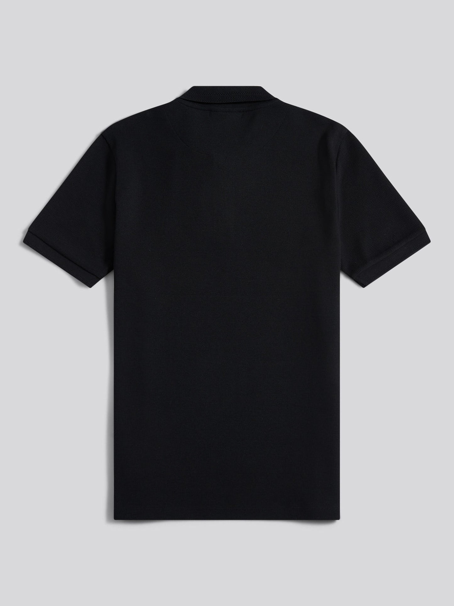 Mens Waffle Texture Polo Shirt in Black