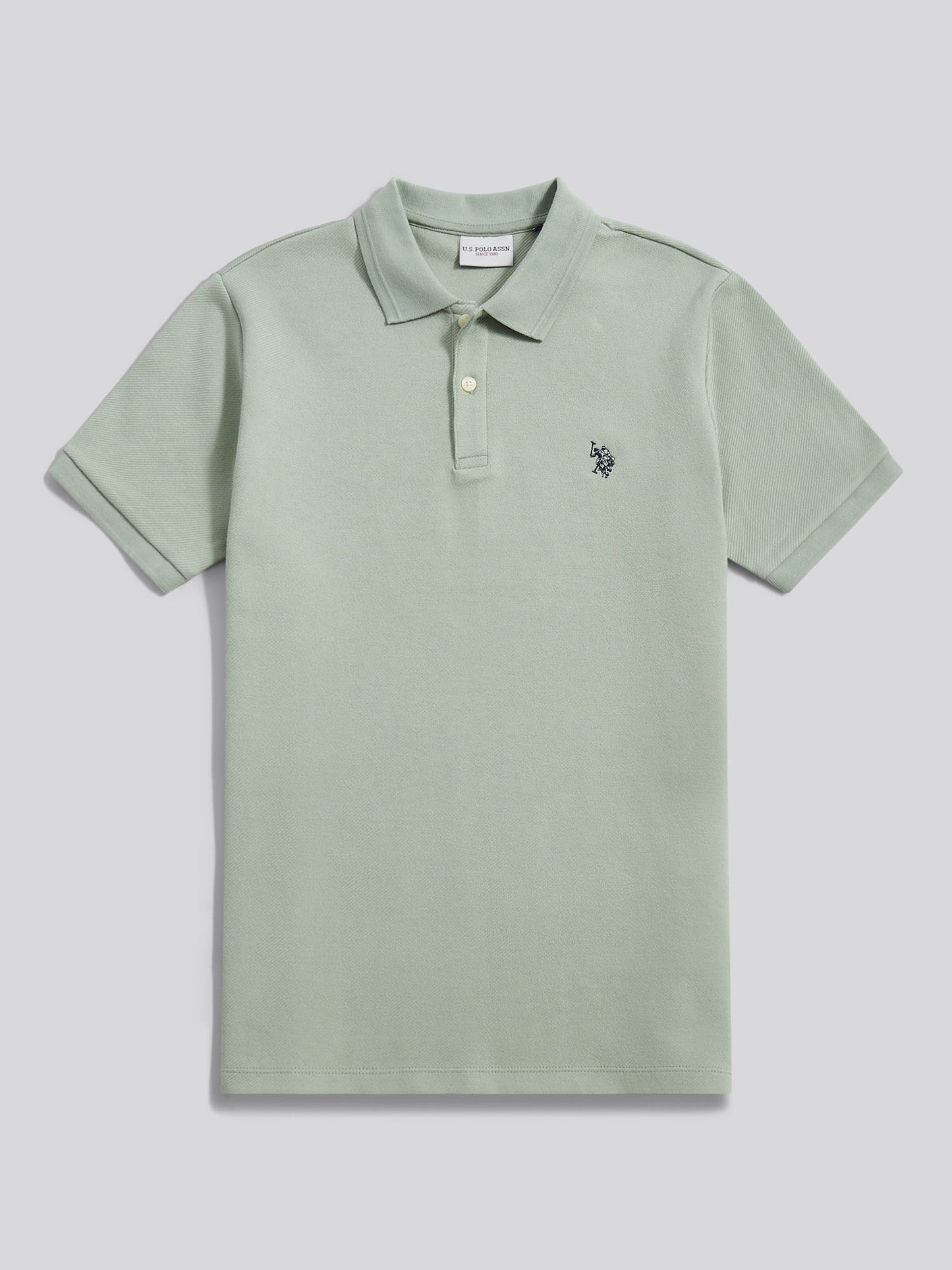 Mens Twill Texture Polo Shirt in Iceberg Green