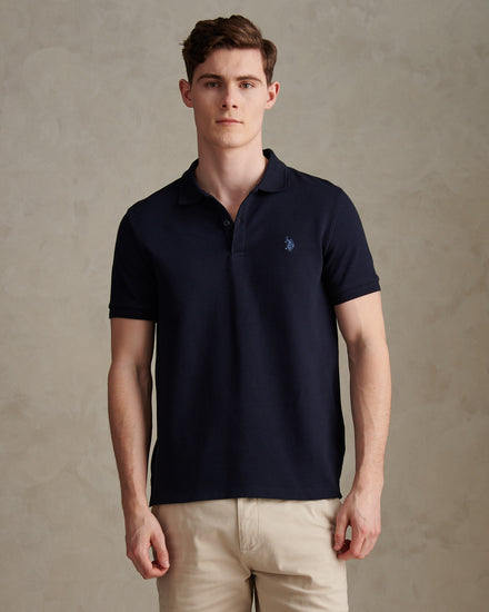 Mens Twill Texture Polo Shirt Dark Sapphire Navy