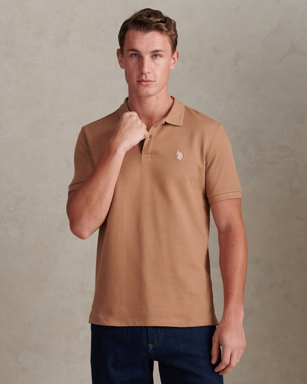 Mens Twill Texture Polo Shirt Burro