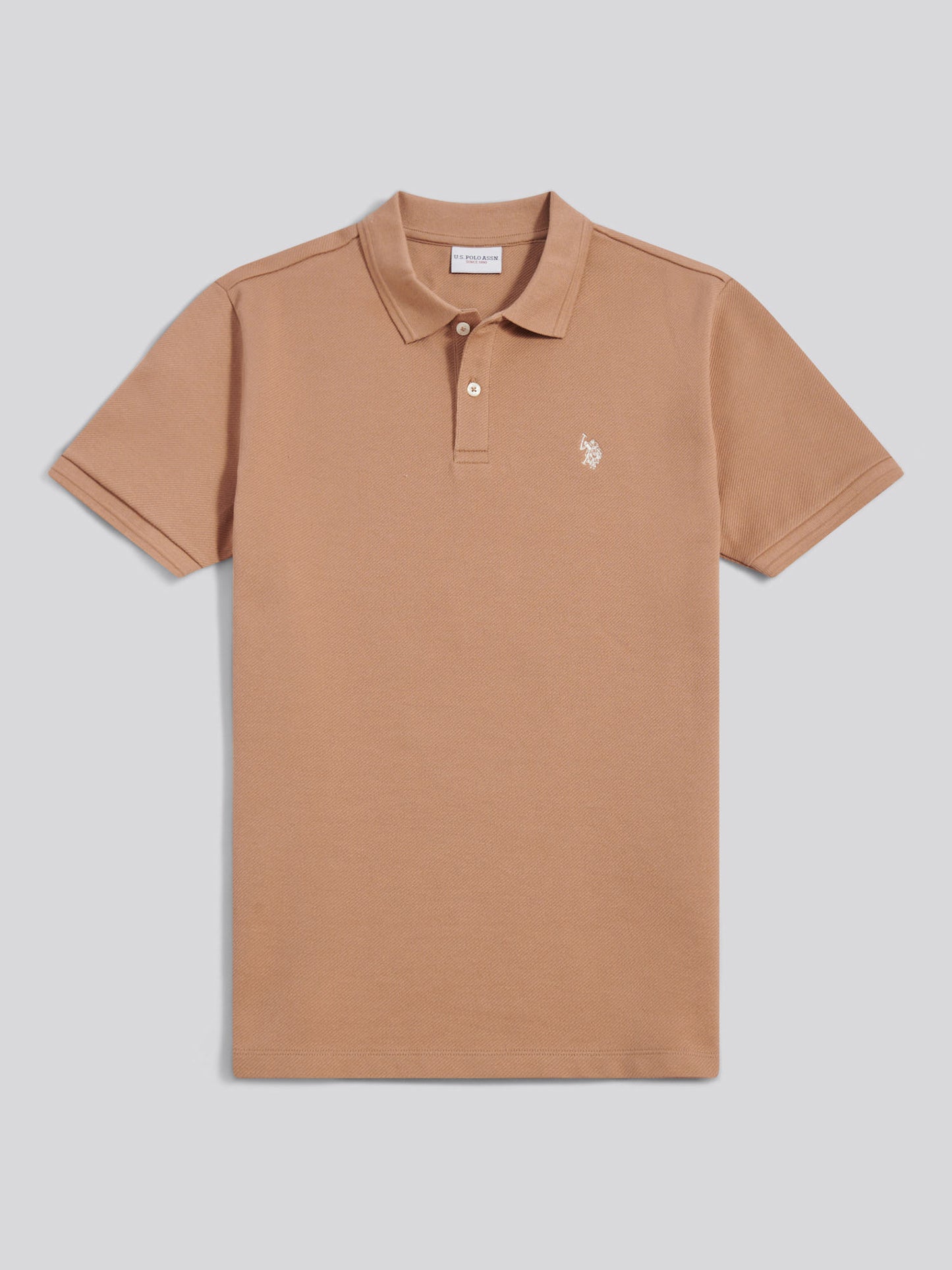 Mens Twill Texture Polo Shirt Burro