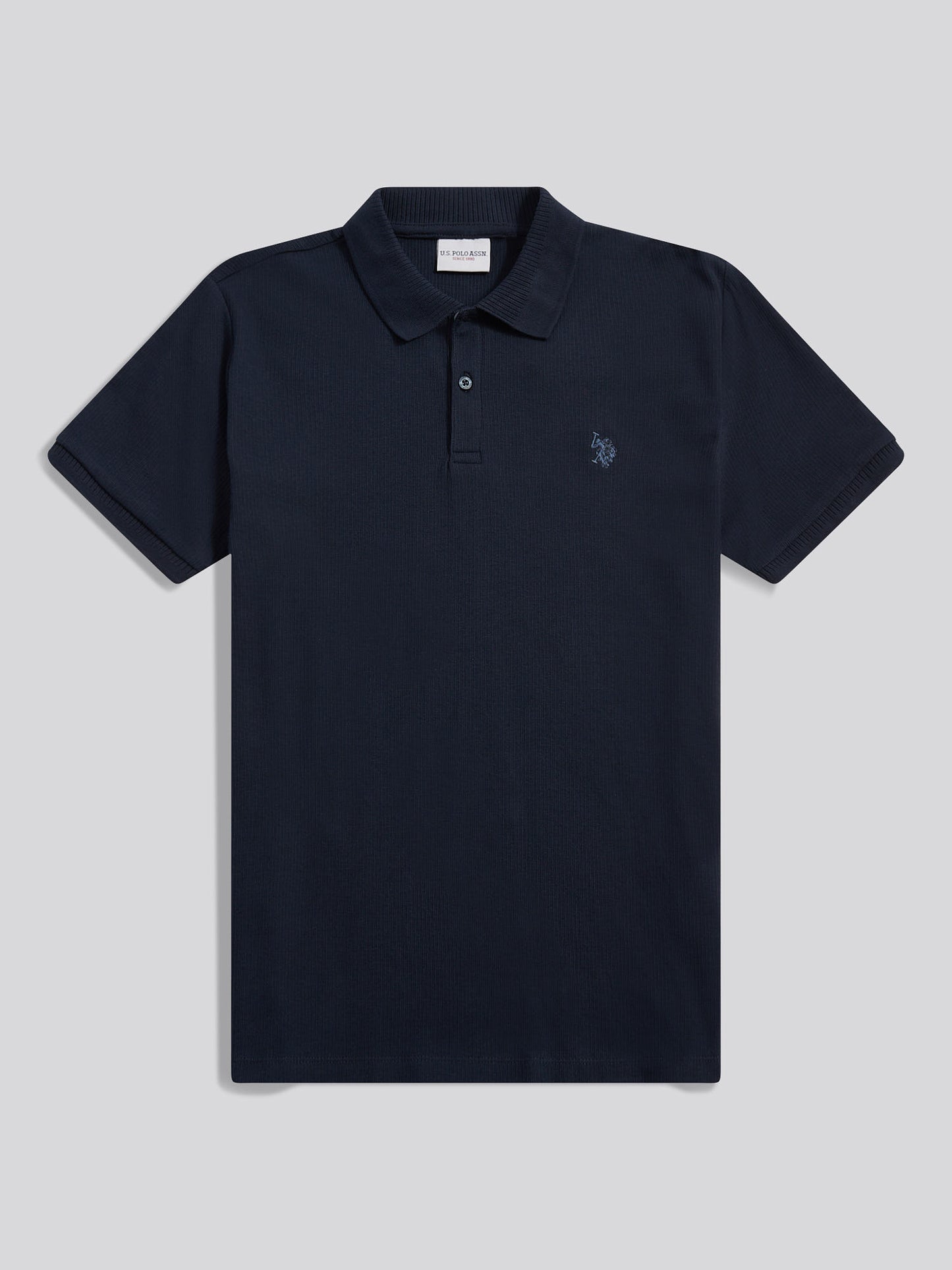 Mens Vertical Texture Polo Shirt in Dark Sapphire Navy / Moonlight Blue DHM