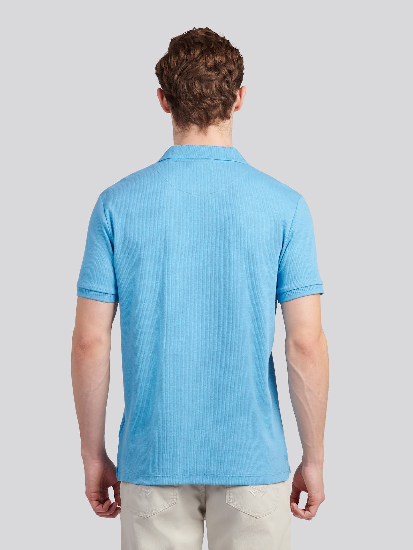 Mens Vertical Texture Polo Shirt in Heritage Blue