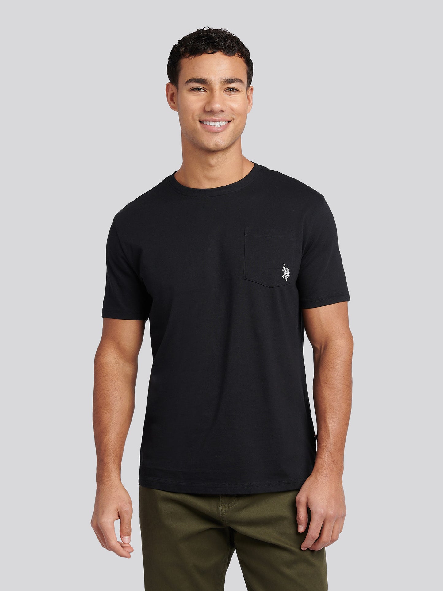 Mens Double Horsemen Pocket T-Shirt in Black Bright White DHM