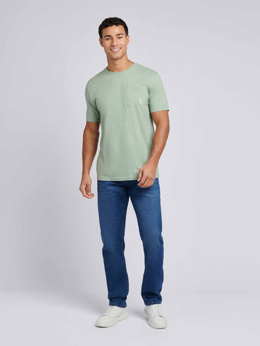 Mens Double Horsemen Pocket T-Shirt in Green Bay