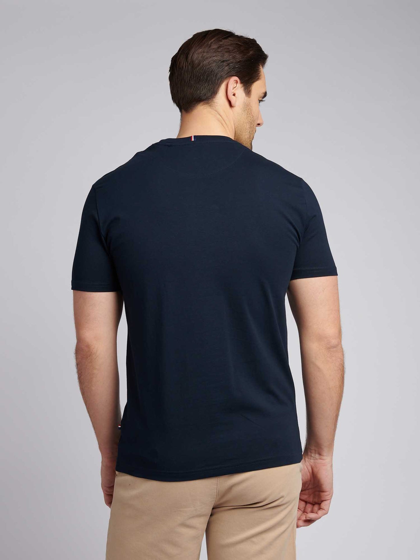 Mens Large Player T-Shirt in Dark Sapphire Navy / Haute Red DHM