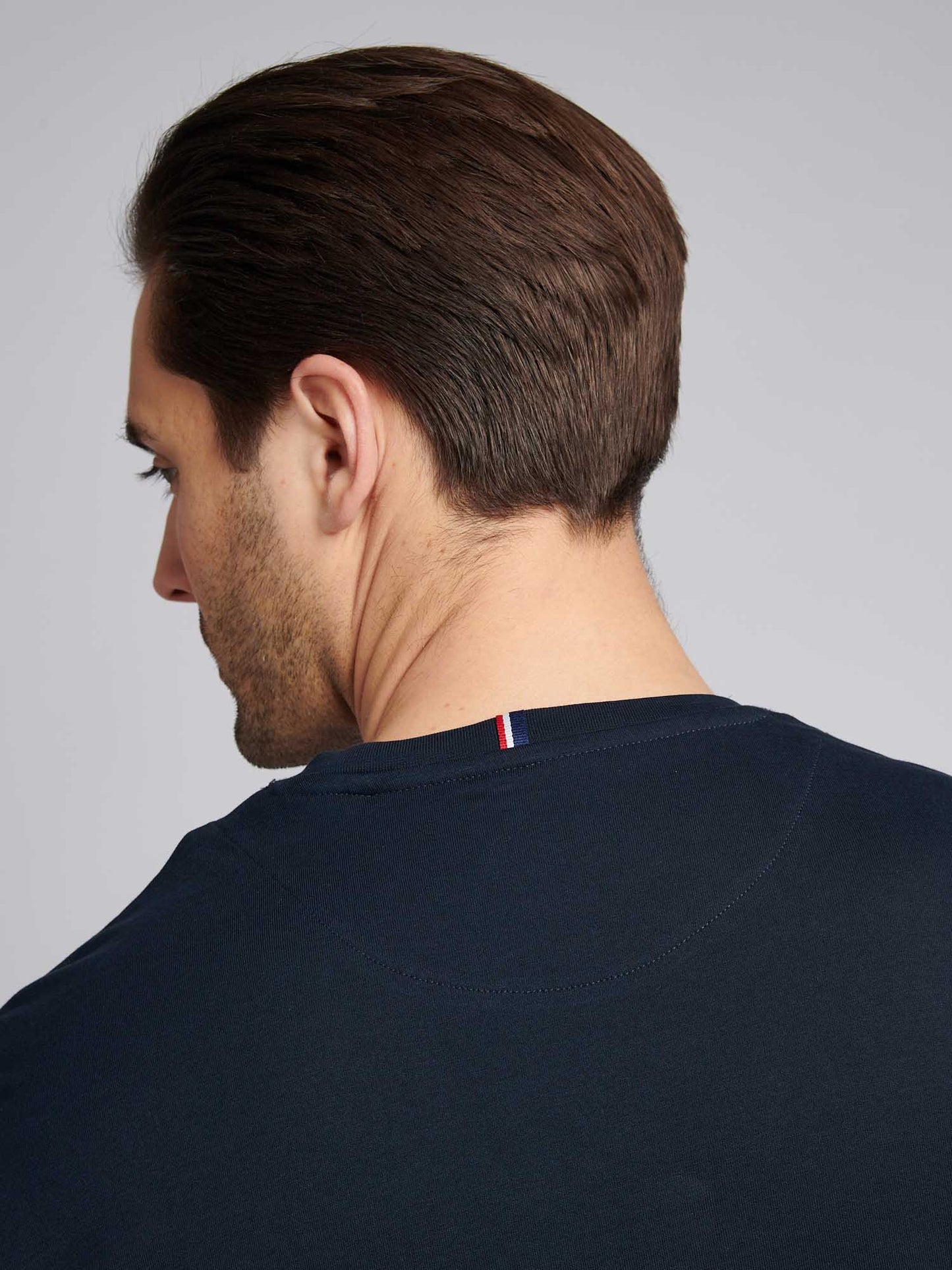 Mens Large Player T-Shirt in Dark Sapphire Navy / Haute Red DHM