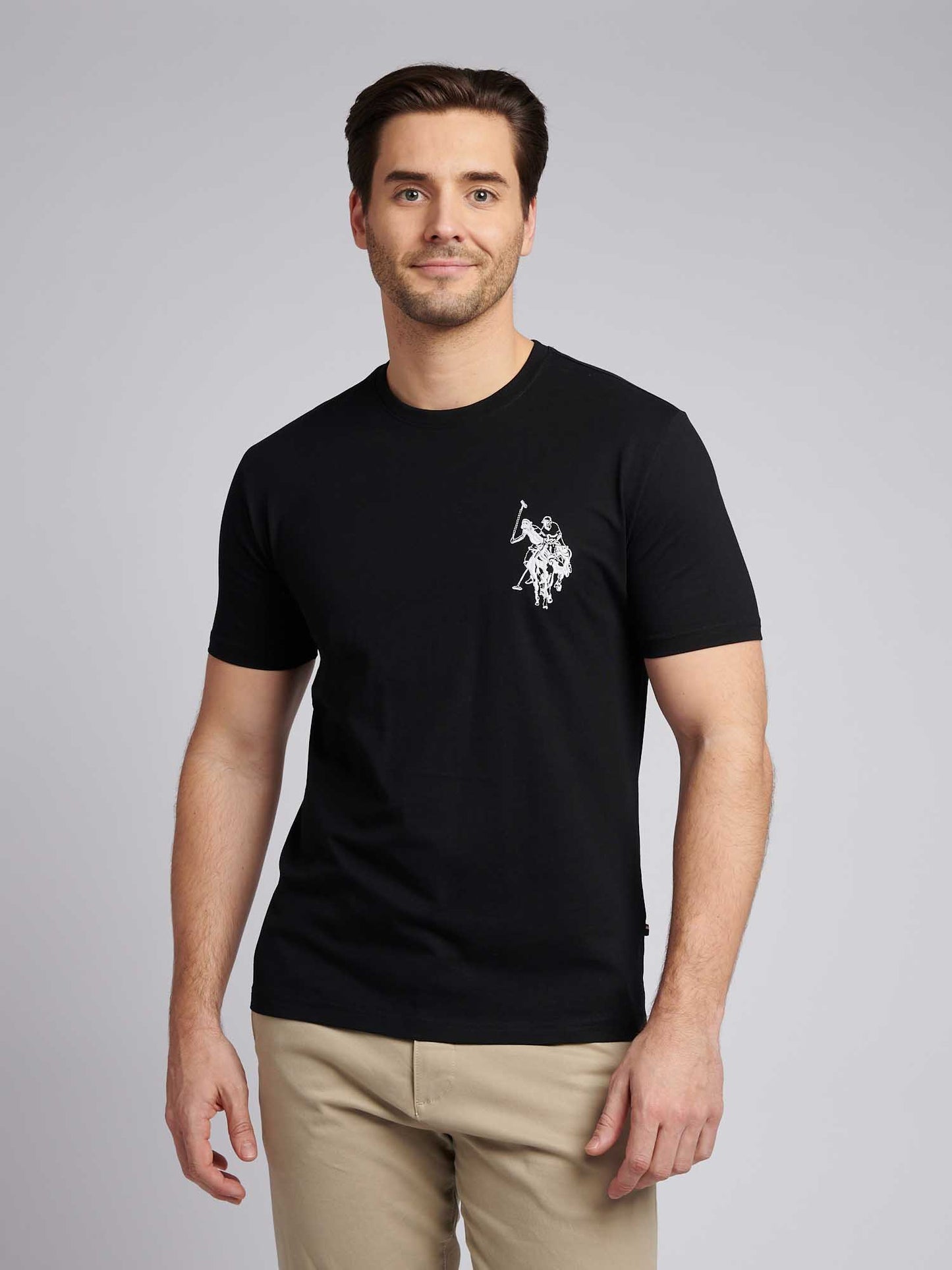 Mens Large Player T-Shirt in Black Bright White DHM