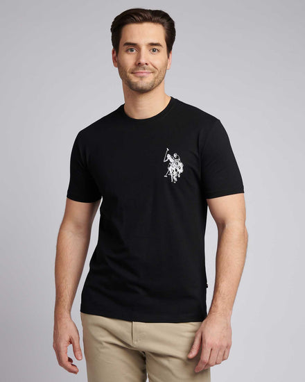 Mens Large Player T-Shirt in Black Bright White DHM