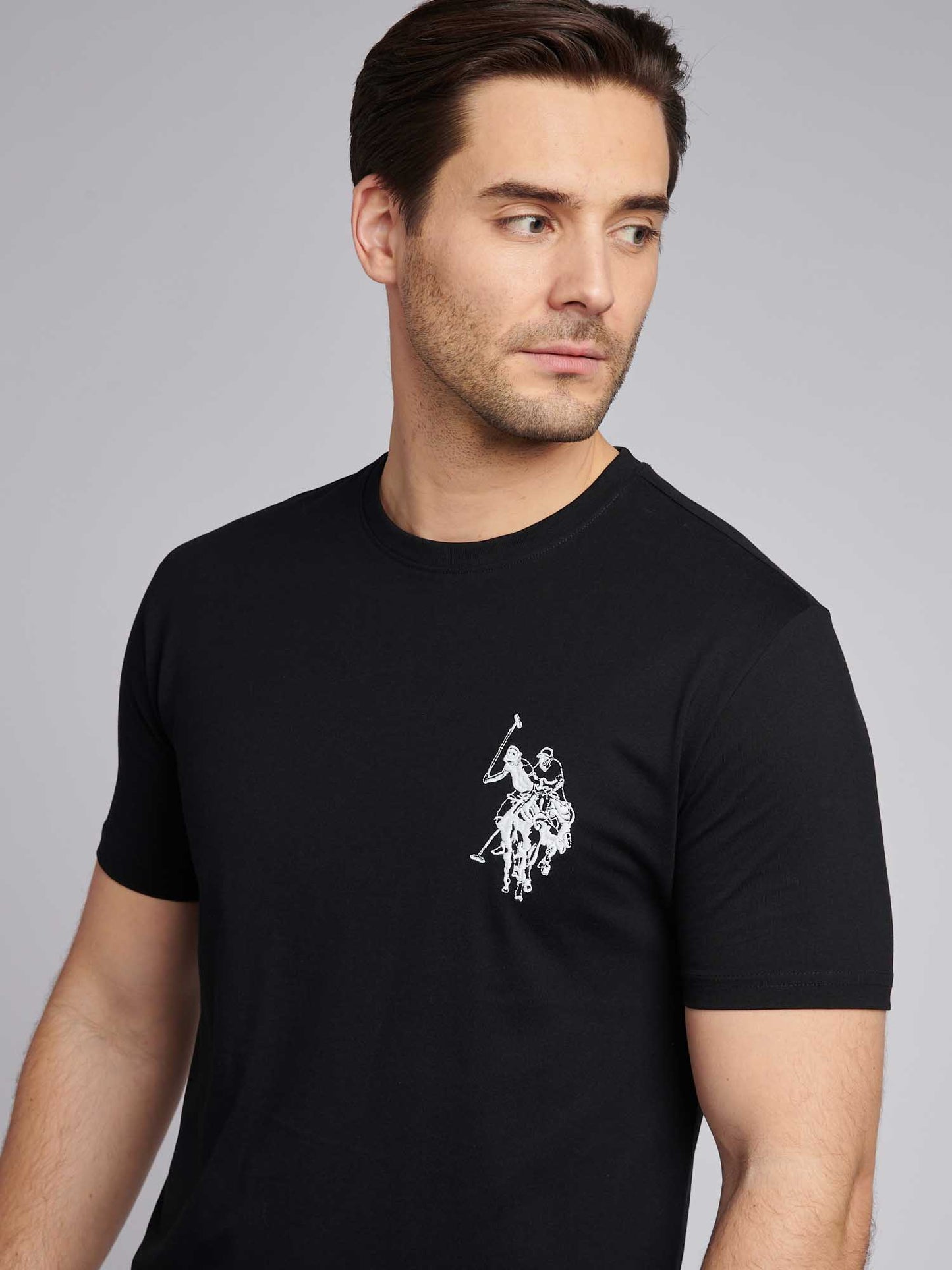 Mens Large Player T-Shirt in Black Bright White DHM