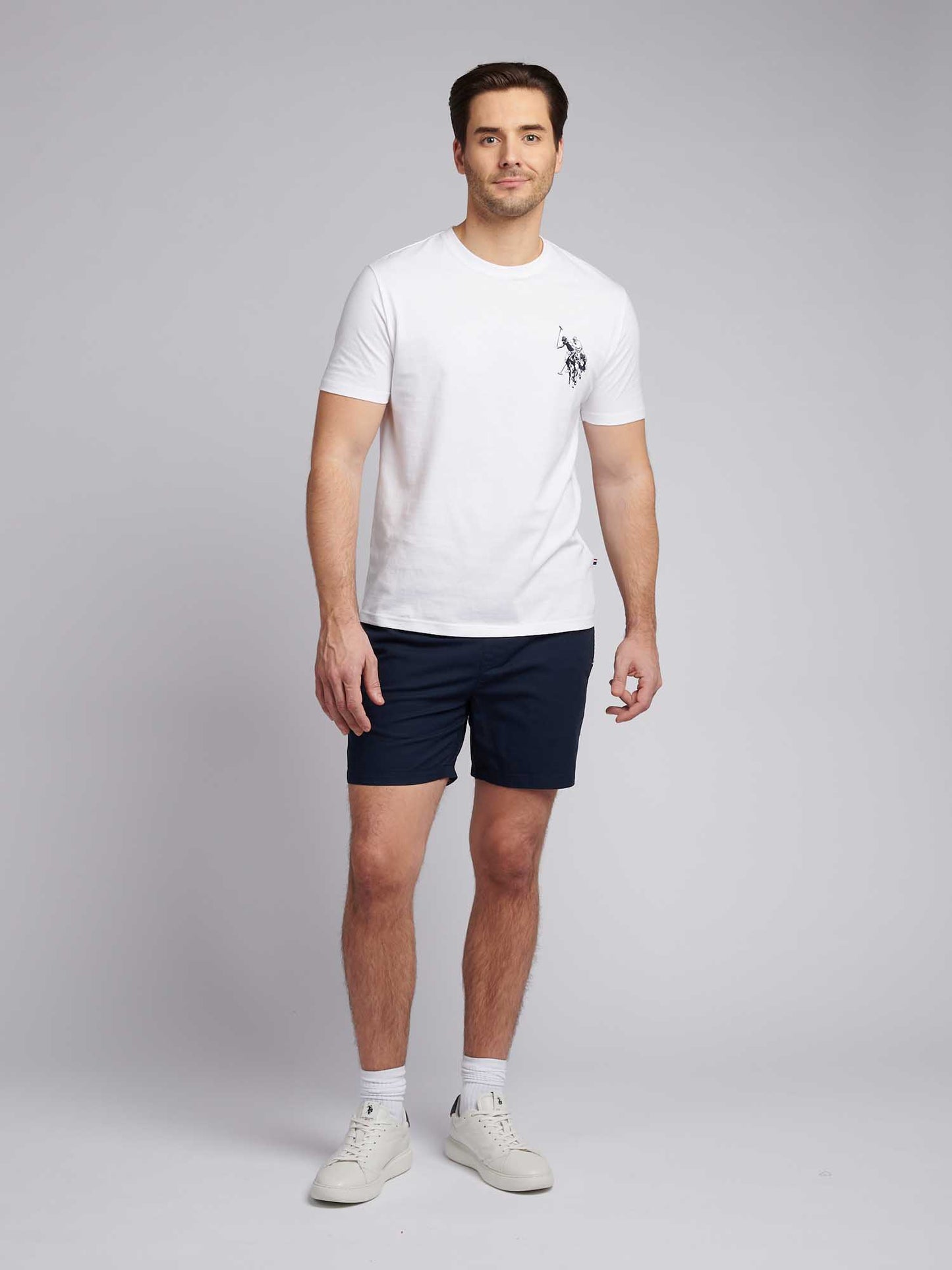 Mens Large Player T-Shirt in White / Dark Sapphire Navy DHM