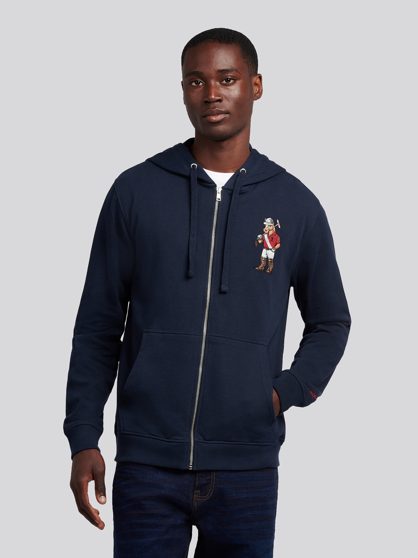 Mens USPA Chuck Loopback Zip Hoodie in Dark Sapphire Navy