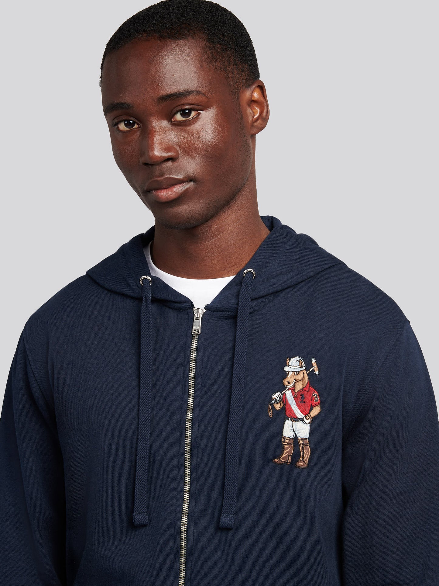 Mens USPA Chuck Loopback Zip Hoodie in Dark Sapphire Navy