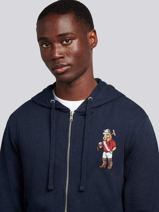 Mens USPA Chuck Loopback Zip Hoodie in Dark Sapphire Navy
