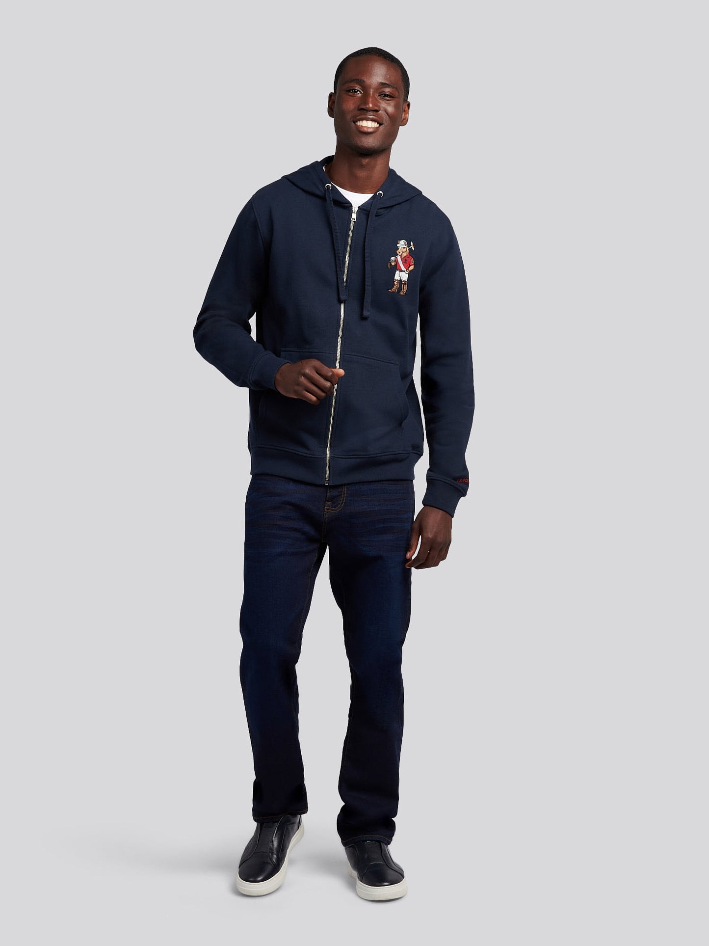 Mens USPA Chuck Loopback Zip Hoodie in Dark Sapphire Navy
