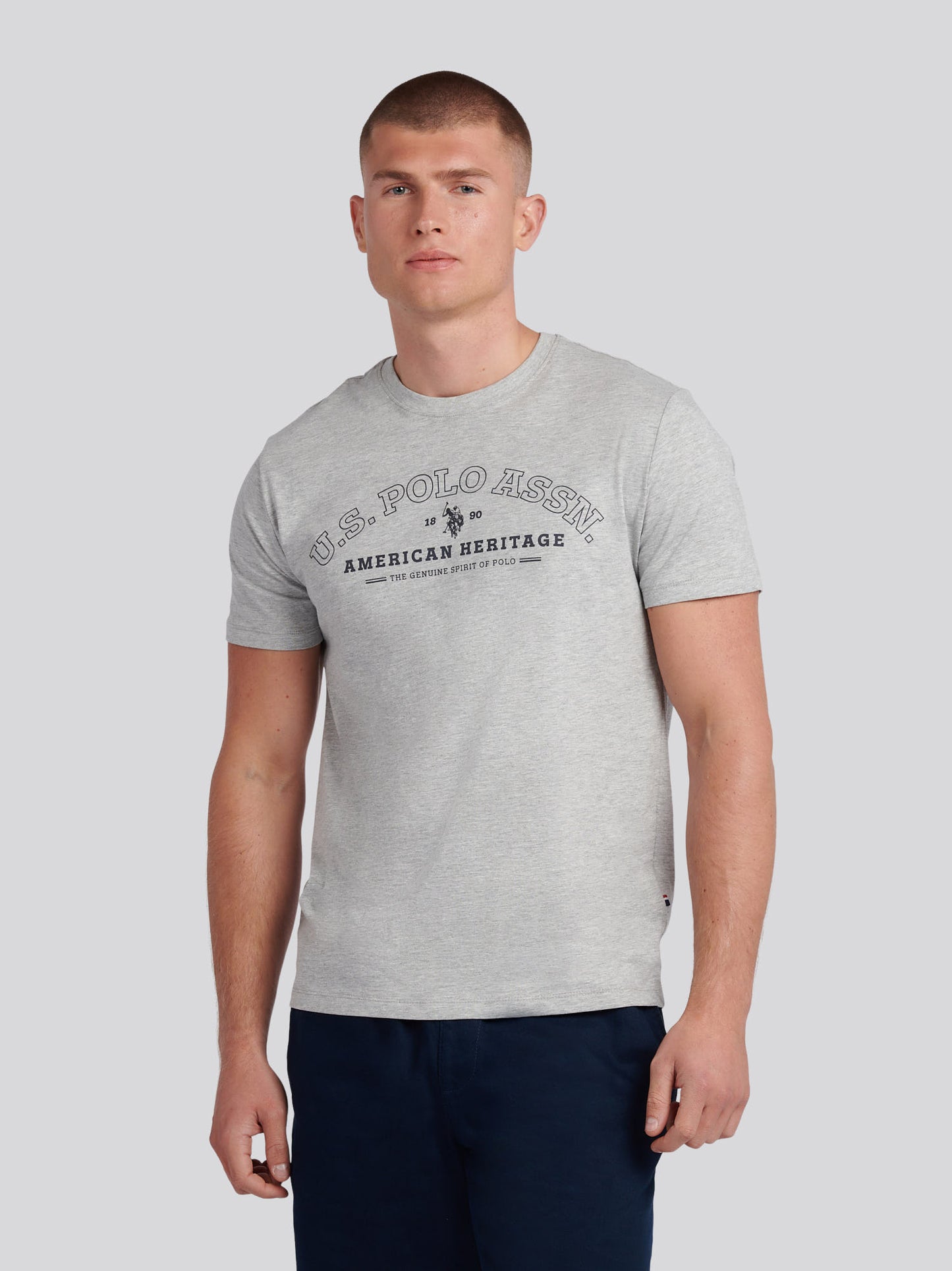 Mens Heritage Graphic T-Shirt in Mid Grey Marl