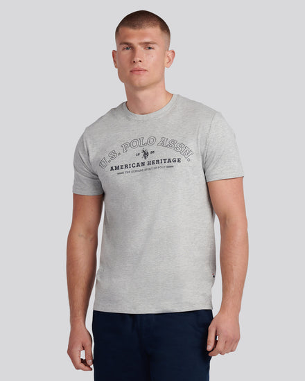 Mens Heritage Graphic T-Shirt in Mid Grey Marl