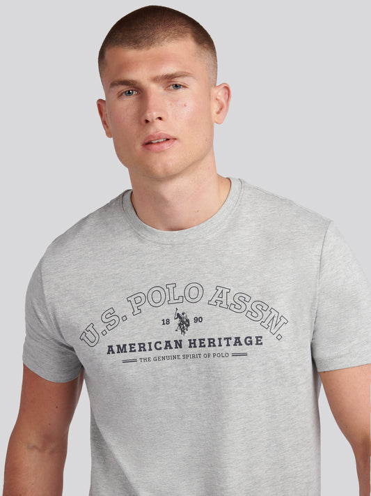 Mens Heritage Graphic T-Shirt in Mid Grey Marl