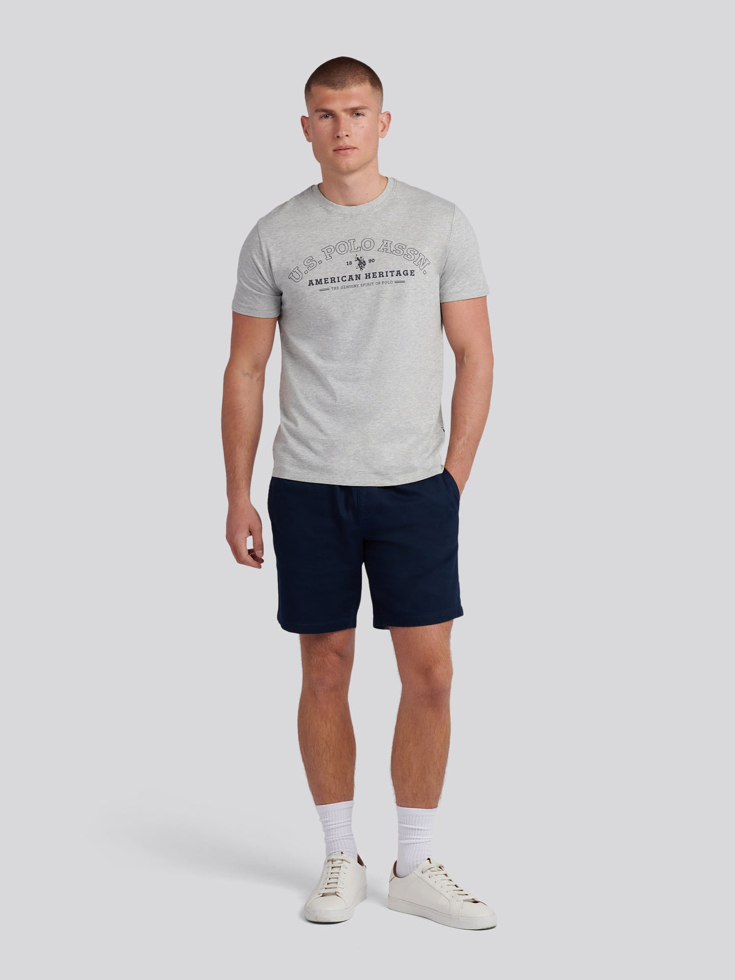 Mens Heritage Graphic T-Shirt in Mid Grey Marl