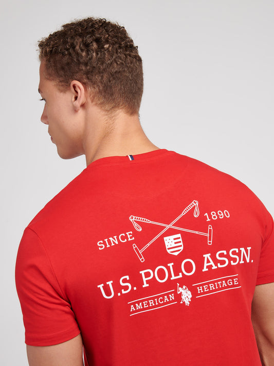 Mens USPA Back Graphic T-Shirt in Haute Red