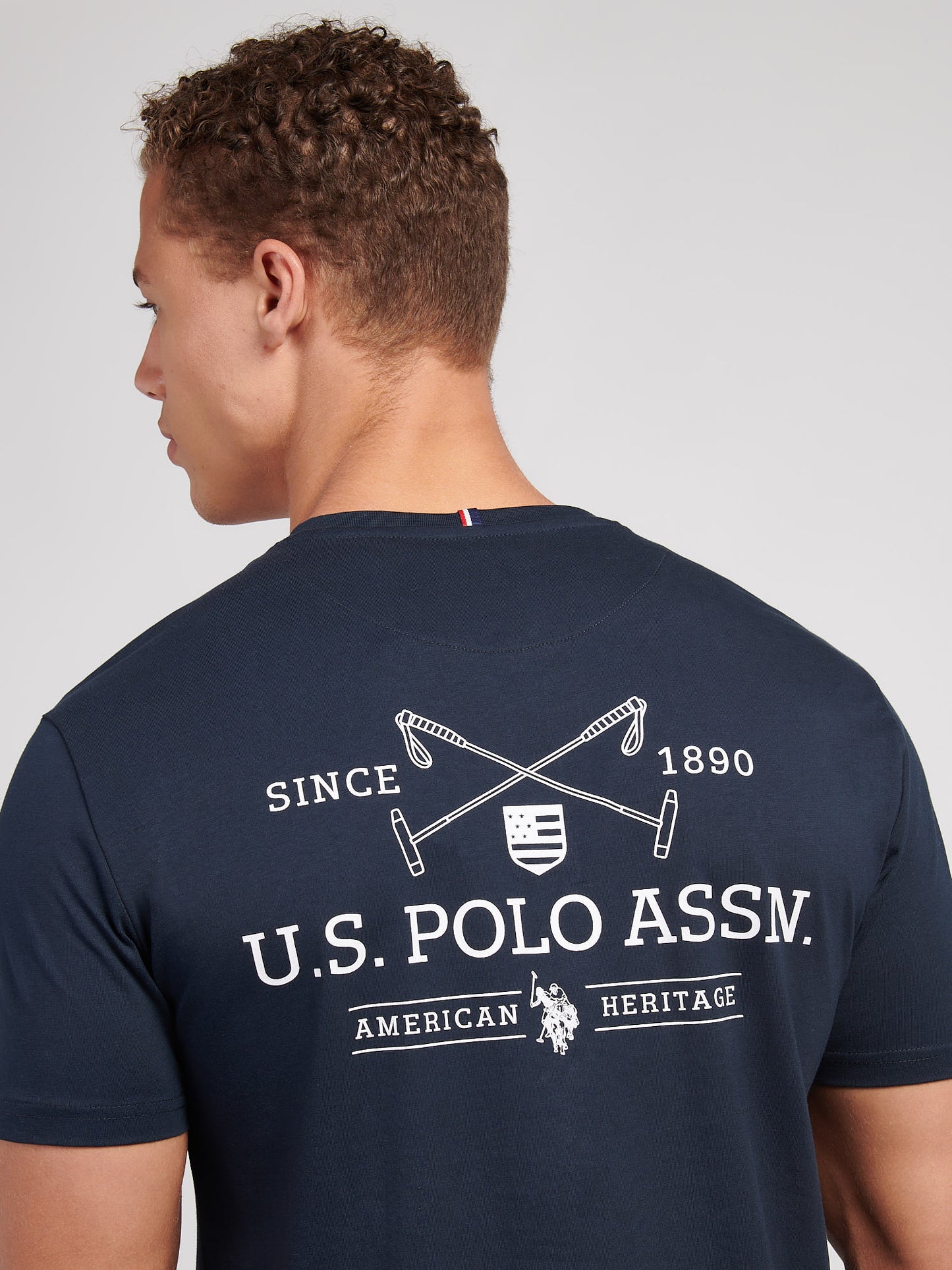 Mens USPA Back Graphic T-Shirt in Dark Sapphire Navy