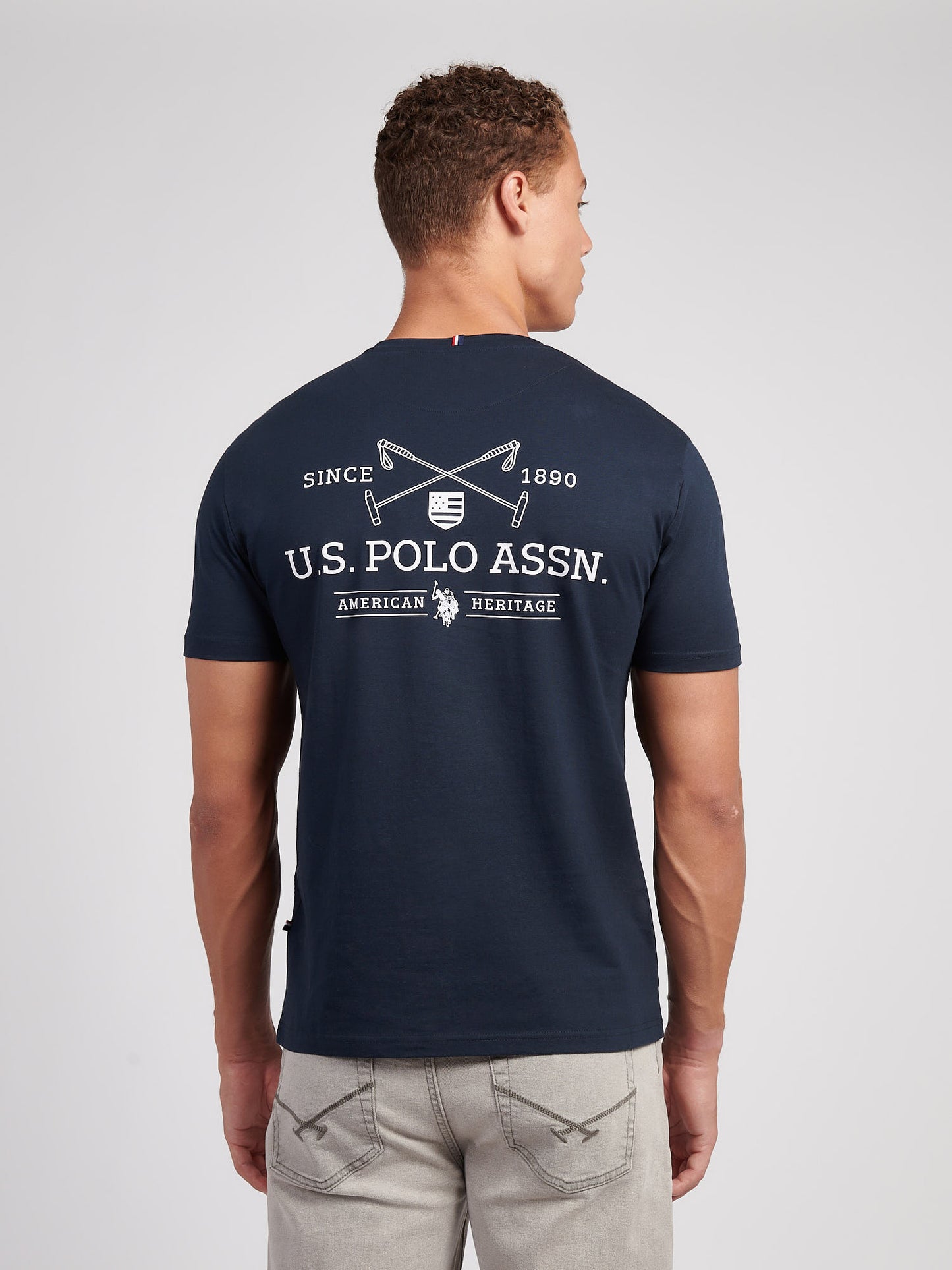 Mens USPA Back Graphic T-Shirt in Dark Sapphire Navy