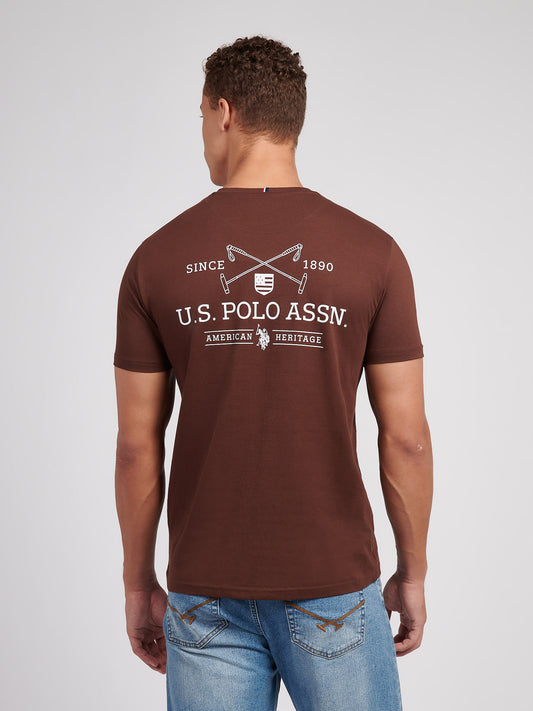 Mens USPA Back Graphic T-Shirt in Chocolate Martini